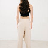 Double-waisted pants in linen